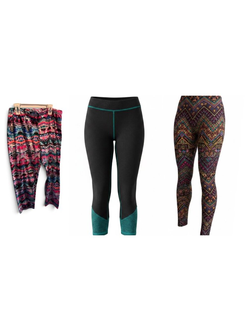 3‑Pair Women’s Leggings Bundle – Terra & Sky 1X, Chili Peppers XL, No Boundaries